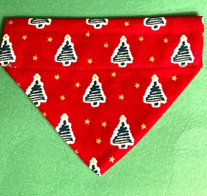 Over Collar Slide On Pet Dog Cat Bandana Scarf CHRISTMAS LITTLE TREES  XSMALL - Picture 1 of 1