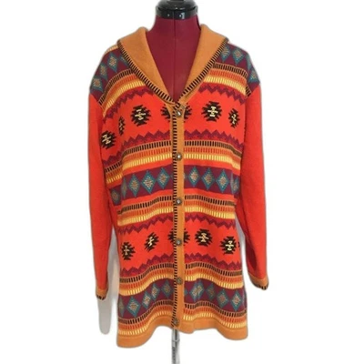 Cárdigan de punto Storybook para mujer talla grande naranja estampado Sundance del suroeste Foto 1 de 4
