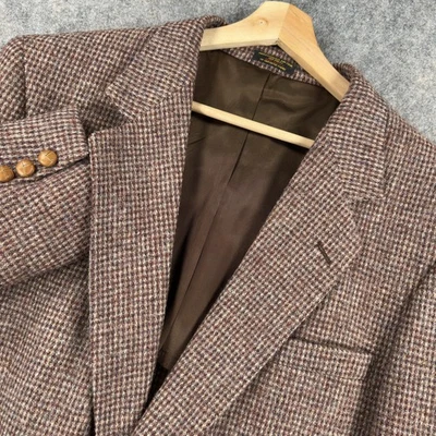 Blazer Harris Tweed Vintage Para Hombres 44 Marrón Pata de Gallo Lana Abrigo Deportivo Años 90 Foto 1 de 4