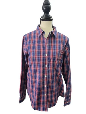 L.L. Camisa abotonada a cuadros azul y roja Bean para mujer talla M #765 Foto 1 de 4