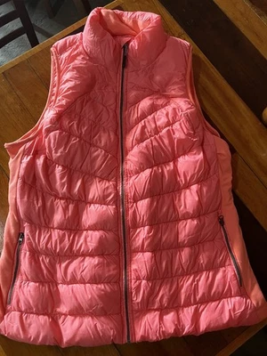 Tangerine Puffer Vest CoralQuilted Full Zip Down Outdoor Coat Women XL - Image 1 of 4