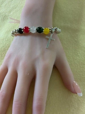 Hermosa pulsera elástica de oración de curación de chakras Foto 1 de 4