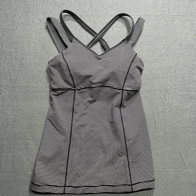 Regata Lululemon Happy Strappy Mini Pop Stripe Preta Mink Berry Tamanho 6 - Imagem 1 de 4