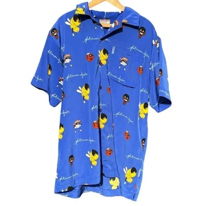 Vintage Platinum Fubu Fat Albert Brown Hornet Blue button up shirt Size Large - Picture 1 of 5