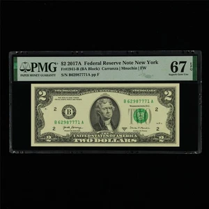 2017AFederal Reserve Note New York 2Dollars Fr#1941-B PMG 67EPQ Superb Gem UNC - Picture 1 of 4