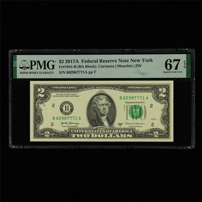 2017AFederal Reserve Note New York 2Dollars Fr#1941-B PMG 67EPQ Superb Gem UNC - Image 1 of 4