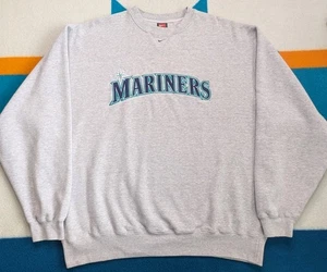 Vintage Seattle Mariners Nike Team Tag Sweatshirt Center Swoosh Crewneck XL 2XL - Picture 1 of 5