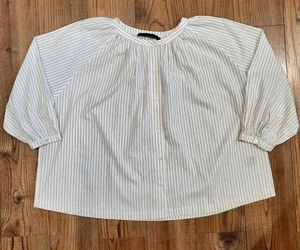 Jenni Kayne 3/4 Arm Willow Top weiß Kitt gestreift Oversized minimalistisch XL  - Bild 1 von 5