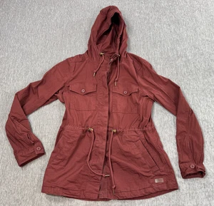LL Bean Jacket Womens Medium Red Hooded Utility Outdoors Ripstop Hiking Rain - Picture 1 of 10