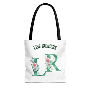 Floral Initials Tote Bag - Customizable Line Rushers Design - Picture 1 of 27