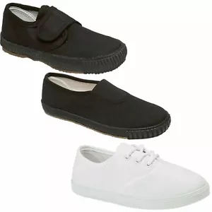 KIDS PE PUMPS UNISEX CHILDREN BOYS GIRLS BACK TO SCHOOL TRAINERS PLIMSOLLS SHOES - Picture 1 of 7