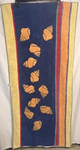 VTG Terrycloth Kaufman Shells Beach Towel Reversible 1980s Bright Colors 28”x60” - Picture 1 of 17