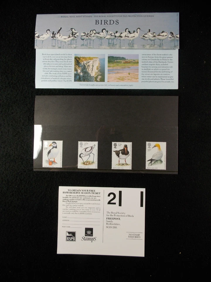 Paquete de estampillas de presentación Protection of Birds 1989 Royal Mail como nuevas Foto 1 de 1
