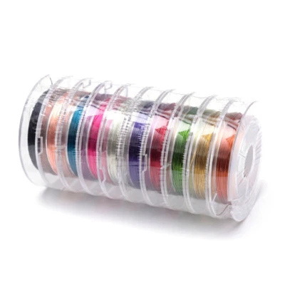 10 rollos de alambres de cobre para joyería de colores mezclados pequeños envoltorios de cuerda de metal redondos de 0,3 mm Foto 1 de 4
