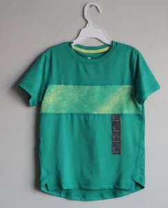 All In Motion Jungen Kurzarm Brust Gestreift T-Shirt Tee Grün S - Bild 1 von 4