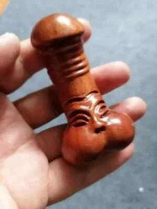 Ebony Wood Carved Penis Statue Towel Rack Holder Wooden Art Sculptures Decor - Picture 1 of 8