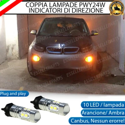 COPPIA LAMPADE LED PWY24W BMW I3 CANBUS 10 LED FRECCE ANTERIORI NO ERRORE - Immagine 1 di 3