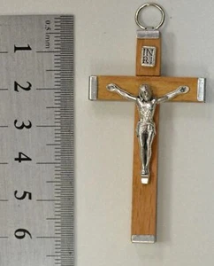 Crucifix 60mm Metal Backed Light Wood Pendant, Quality Made in Itay - Picture 1 of 2