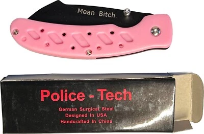 Cuchillo técnico plegable Mean Bitch rosa "Super Bitch" estilo espiga policía Foto 1 de 3