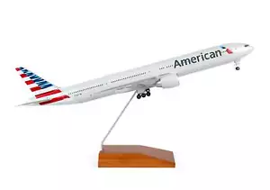 SKYMARKS AMERICAN 777-300 1/200 W/GEAR & WOOD STAND - Picture 1 of 4