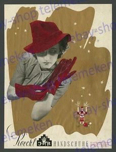 orig. Farb-Reklame Wilting Roeckl Handschuhe Dame Mode Weihnachten München 1938 - Bild 1 von 1