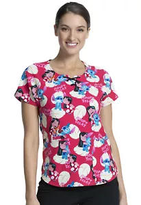 Lilo and Stitch Cherokee Scrubs Tooniforms Disney Round Neck Top TF744 LHAT - Picture 1 of 7