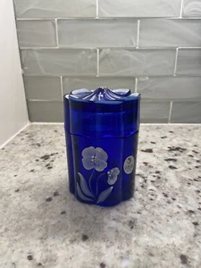 Fenton Marineblau Handbemalt Glas Behälter mit Deckel (EUC) - Bild 1 von 7
