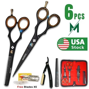 Professional Hair Cutting Thinning Scissors Barber Shears Hairdressing Salon Set - Picture 1 of 9