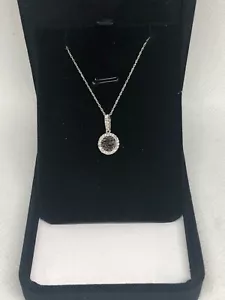 14K WHITE AND BLACK DIAMOND PENDANT NECKLACE - Picture 1 of 8