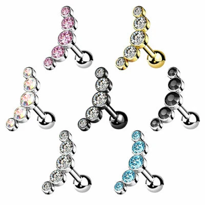 Helix Tragus Ohr Knorpel Schmuck Piercing Stecker Kristall Bogen Ohrstecker - Bild 1 von 2