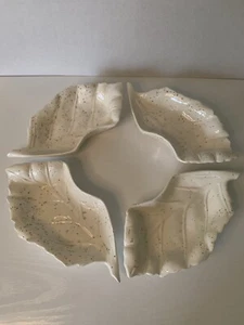 Hoenig of California Set Of 4 Cream Leaf Dishes Mid Century Pottery - Picture 1 of 5