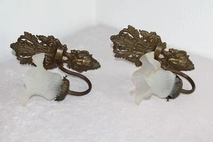 Set 2 Stück antike Wandlampen Wandleuchten Jugendstil Röckchenschirm 20er Jahre - Bild 1 von 11