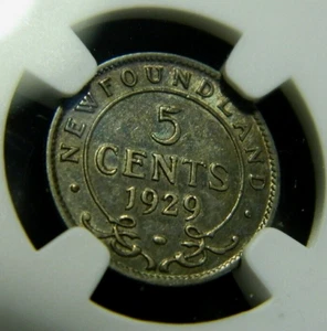 1929 NEWFOUNDLAND 5 CENT SILVER NGC XF DETAILS (Box#9-4) - Picture 1 of 5