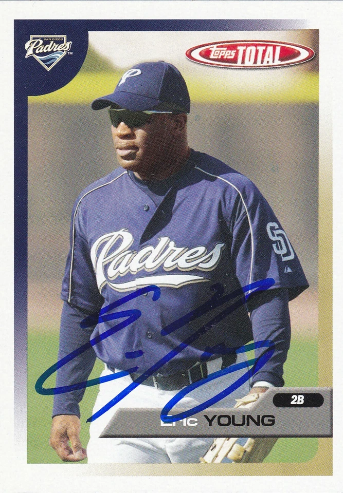 TARJETA FIRMADA POR ERIC YOUNG SAN DIEGO PADRES ROCKIES RANGERS DODGERS CUBS BREWERS Foto 1 de 1