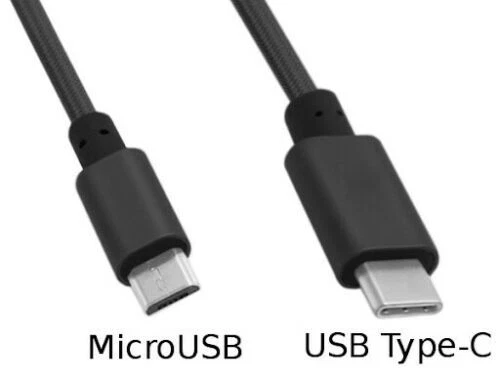 USB C Type Male Plug to Micro B Data Sync & Charge Cable 1 Meter Black - Image 1 of 1