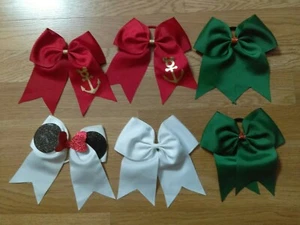 Lot of 6 Disney Cruise Line Mickey & Minnie Red Green White Girls Hair Bow - Picture 1 of 5