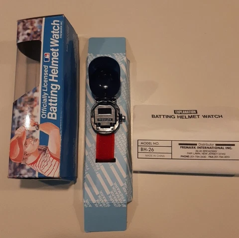 Vintage 1980s Fremark MLB RED SOX  Baseball Batting Helmet Watch  -READ Cover
