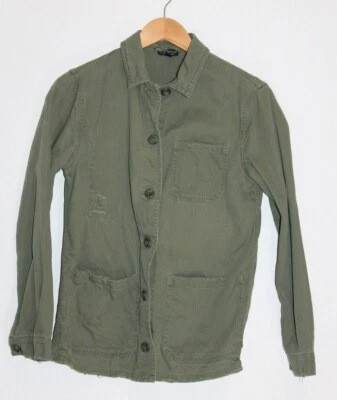 Topshop Chaqueta Abrigo Top Verde Ejército Envejecido Talla 2 100% Algodón Foto 1 de 4