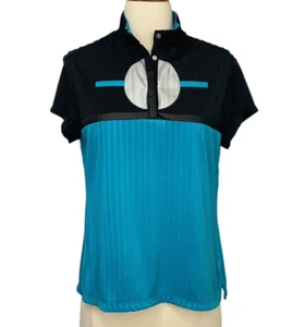 Jamie Sadock Golf Polo Shirt Size S Turquoise Black Abstract Artsy Pickleball - Picture 1 of 11