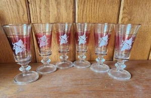 6 LUBIANA Italienische Traube Cluster Cordial Rubin Cranberry Rosa Fuß Gläser - Bild 1 von 5