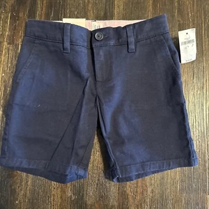 NWT Gap Kids Girls Size 5 Navy Blue Classic Chino Shorts Uniform - Picture 1 of 4