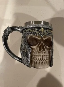 Resin Stainless Steel Gothic SKELETON Halloween Drink Coffee Mug Cup 10-12oz - Picture 1 of 3