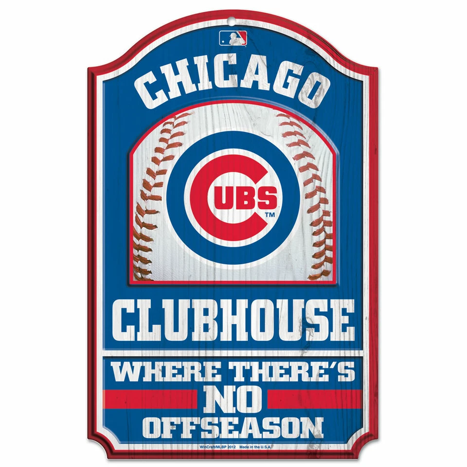 CHICAGO CUBS CLUBHOUSE HARDBOARD WOOD SIGN 11"X17" MLB LICENSE USA SELLER - Image 1 of 1