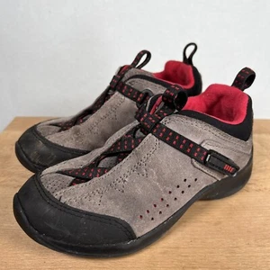 Lands End Boys 12 Tan Red Leather Shoes Hiking Boots Hook-n-loop Closure School - Picture 1 of 9