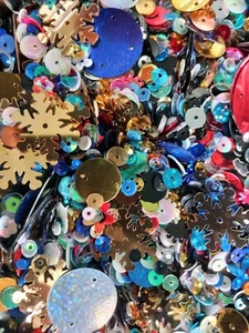Bag of 100g Vintage Sequins Assorted Shapes Colours Sizes Crafts Sewing - Picture 1 of 5