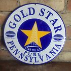 Old Vintage Gold Star Oil Co. Gasoline Porcelain Gas Station Metal Pump Sign 12"