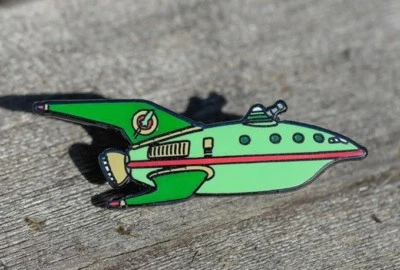 Futurama Planet Express Ship 1.25" Metal/ Enamel Pin HARD TO FIND!! - Image 1 of 2