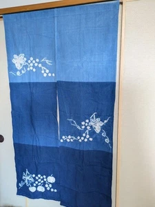 Vintage Indigo Dyed Noren Curtain Traditional Japanese Fabric Home Decor - Picture 1 of 9