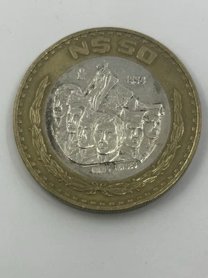 1994 Мексика $50 Новые Песо Биметаллическая Монета (.925 Серебряный Центр) Niños Héroes - Изображение 1 из 2