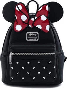 Loungefly Disney Minnie Mouse Bow Black Mini Backpack Bag - NEW Official - Picture 1 of 4
